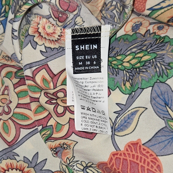 SHEIN Botanical Print Slip Dress | Vibrant Bohemian Floral Mini Dress Med NWOT - Picture 2 of 3